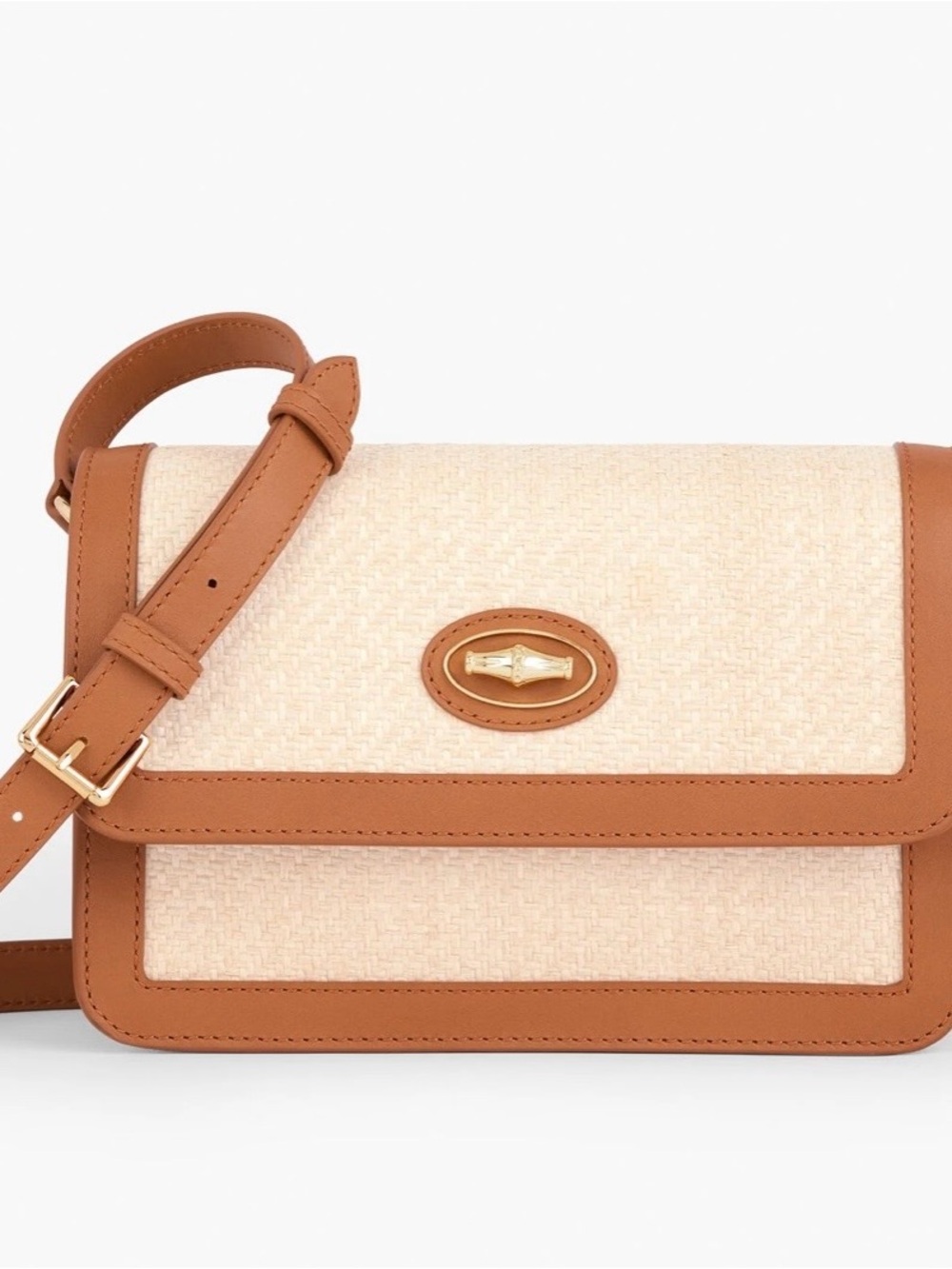 NWT Talbot’s Tan Leather & Raffia Crossbody Bag